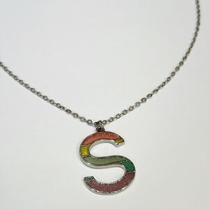 Multicolor Initial 'S' Pendant Necklace